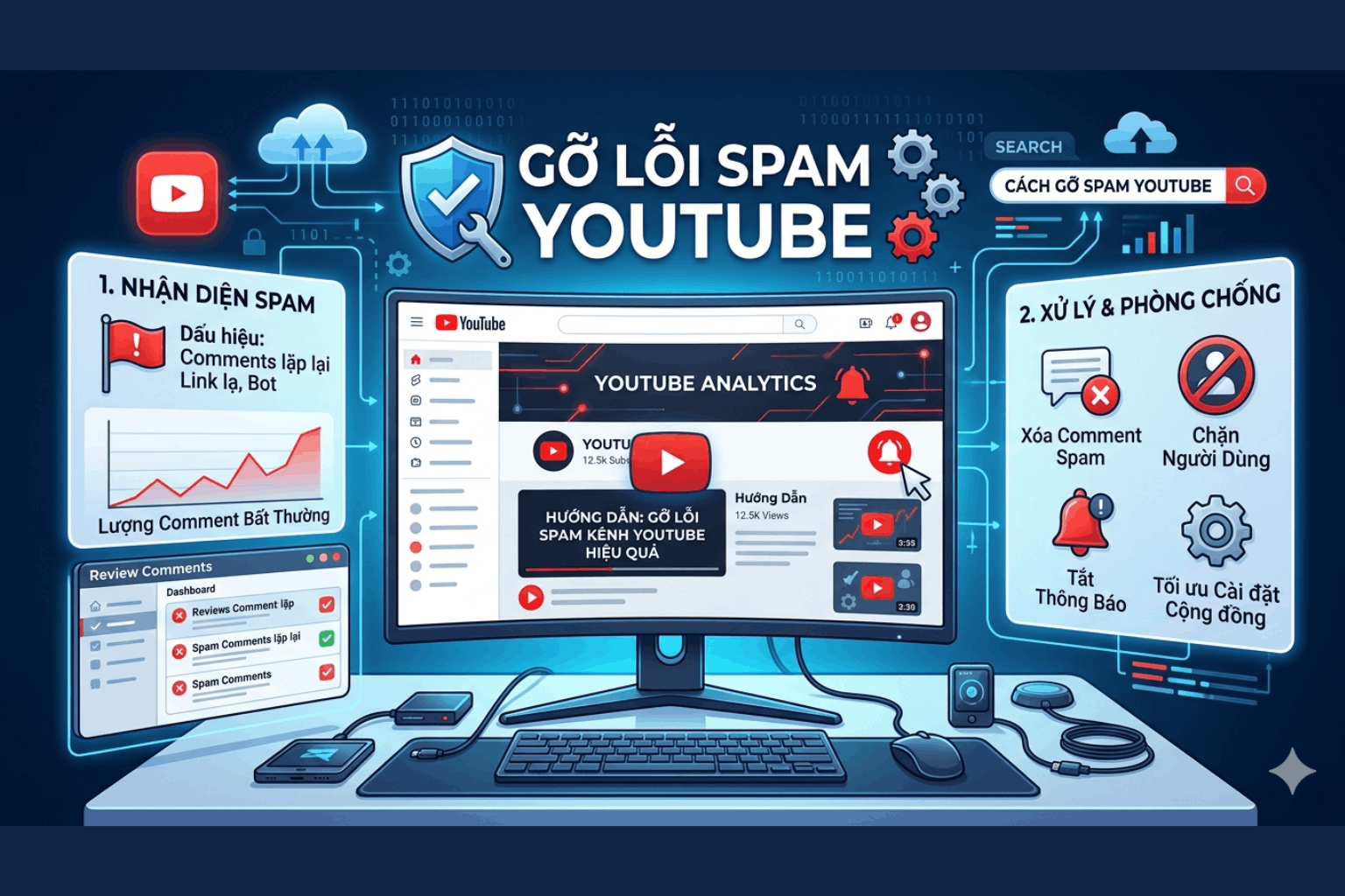 Gỡ Lỗi Spam YouTube: Cách Xử Lý 100% Comment Rác, Cứu Kênh Khỏi Tụt View 2026