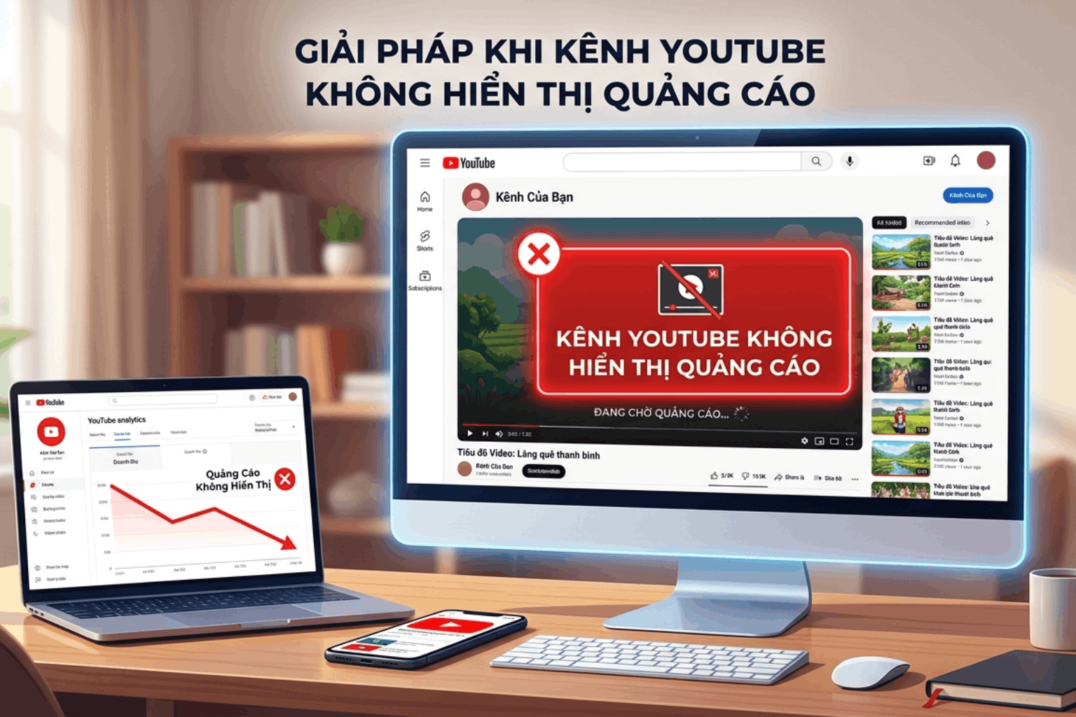 Kênh Youtube Không Hiển Thị Quảng Cáo: Nguyên Nhân & Cách Khắc Phục Hiệu Quả 2026