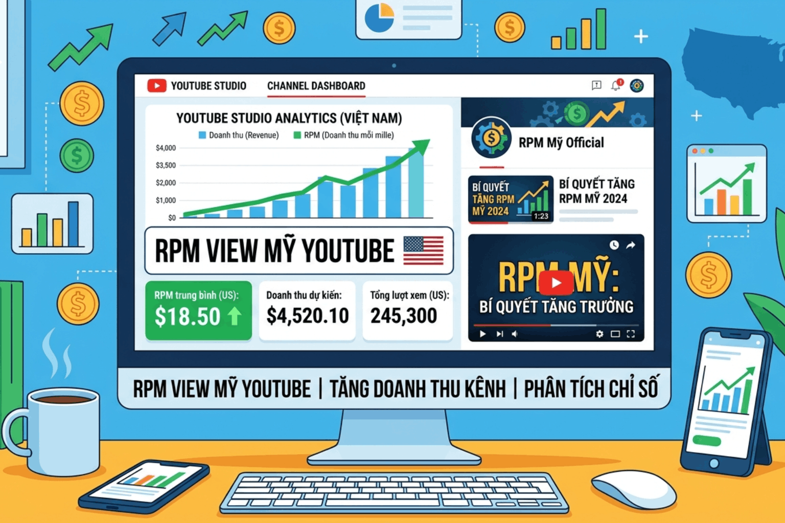 RPM View Mỹ Youtube Bao Nhiêu? Cách Tăng RPM Youtube US Cao Nhất 2026