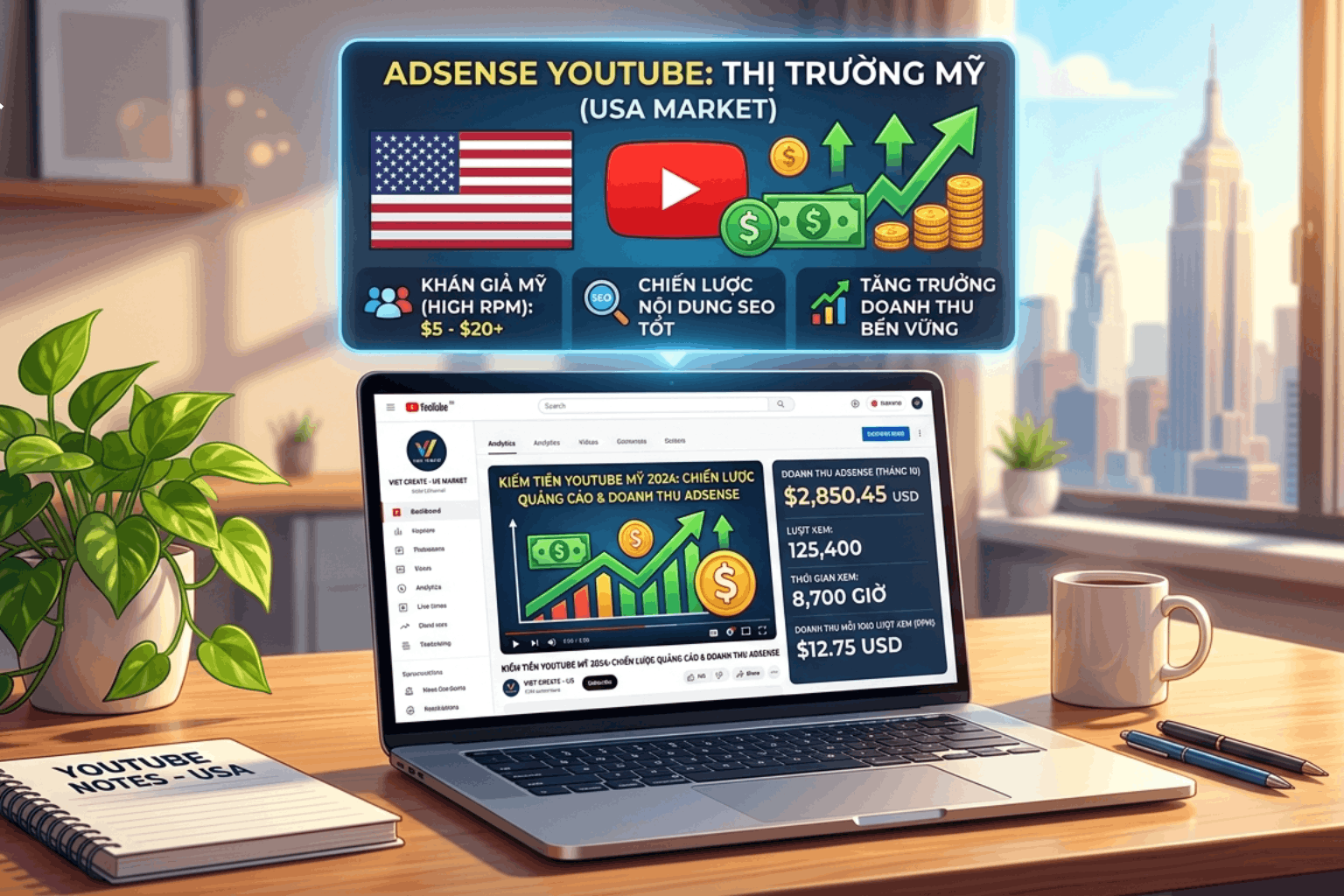 Adsense Youtube Thị Trường Mỹ: Cách Tối Ưu Doanh Thu YouTube US RPM Cao Nhất 2026