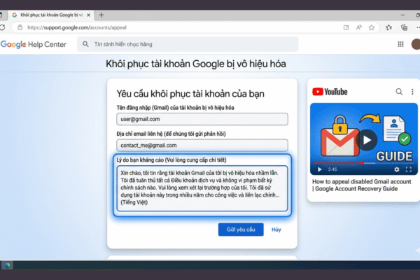 Cách Kháng Cáo Gmail Bị Vô Hiệu Hóa Đúng Chuẩn Google